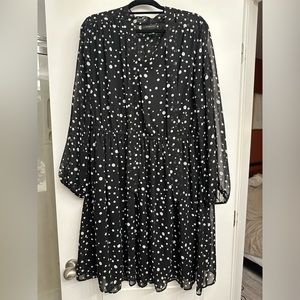 Black and white polkadot dress with tie